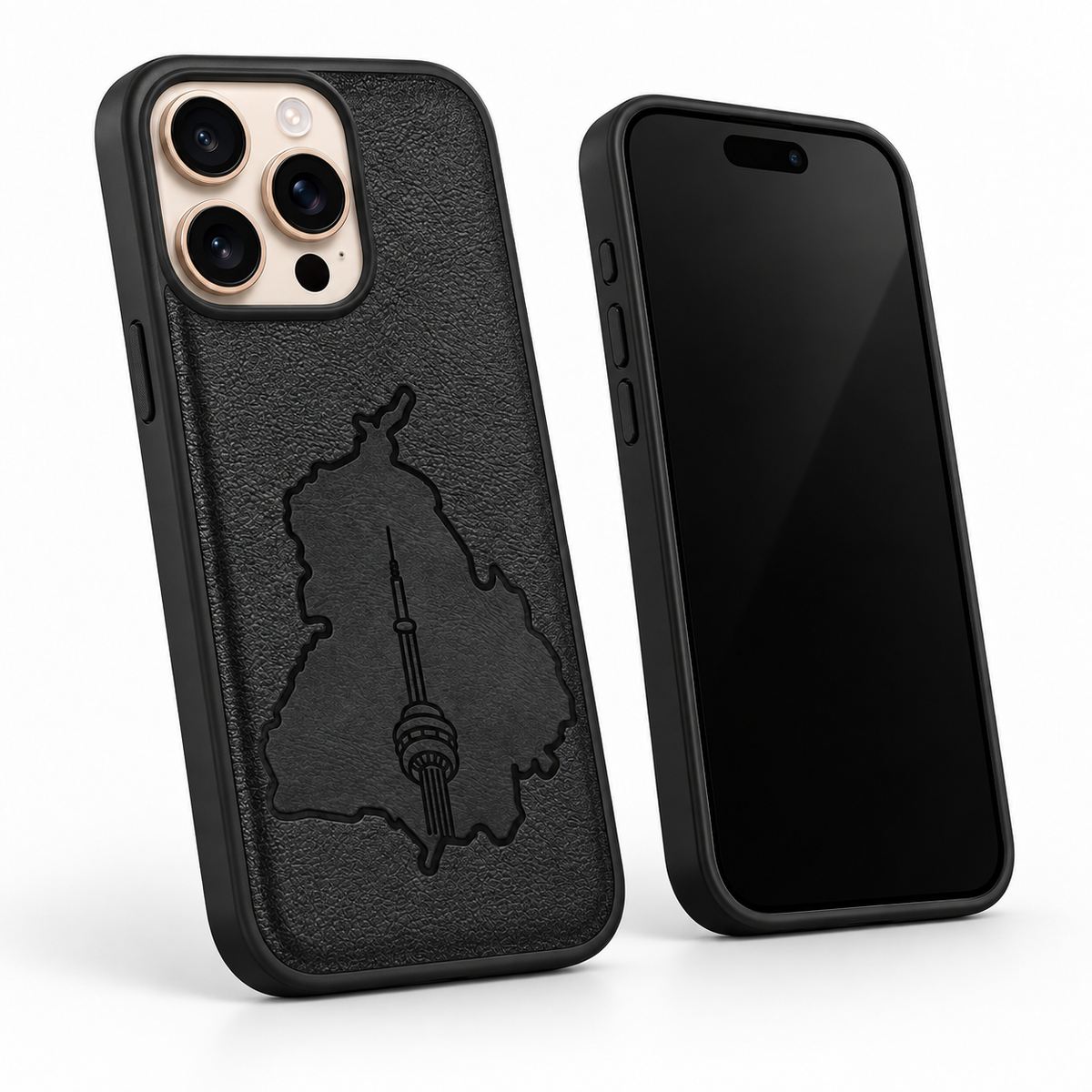 Black iPhone 12 protective crafted phone cover