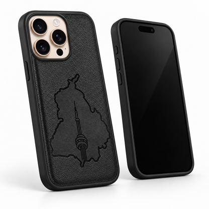 Black iPhone 12 protective crafted phone cover