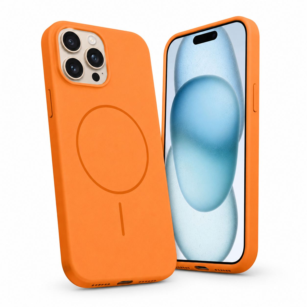 Orange silicone iPhone 12 MagSafe protective phone cover