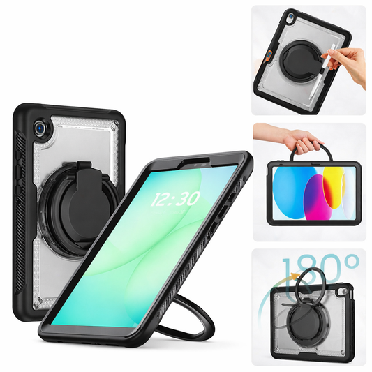 Heavy Duty Tablet Case – Clear & Black Spin Handle | Protective Case