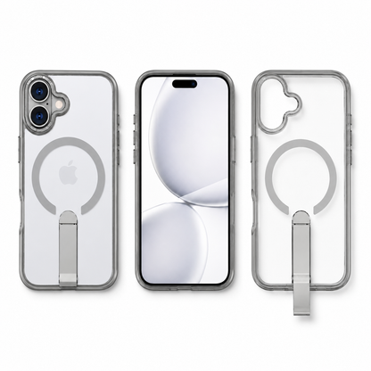 Grey Protective Phone Case, MagSafe Compatible Mobile Cover, Clear Back Smartphone Case, Impact Resistant Cover