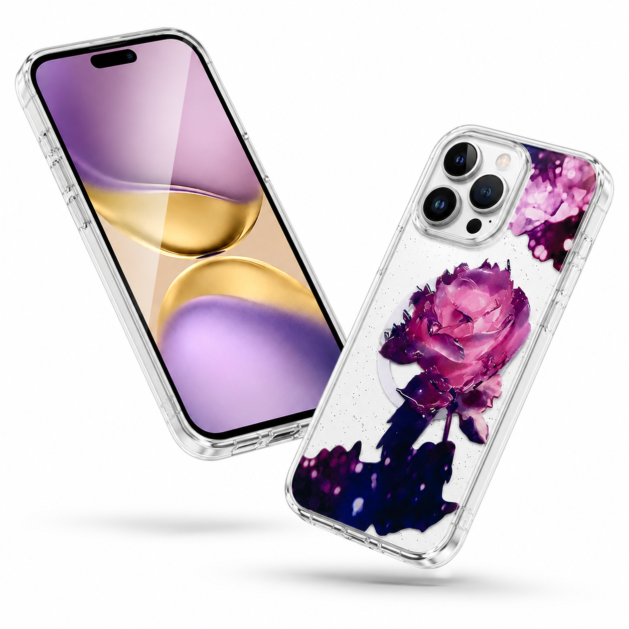 Slim MagSafe compatible deep purple flower iPhone 12 Pro case