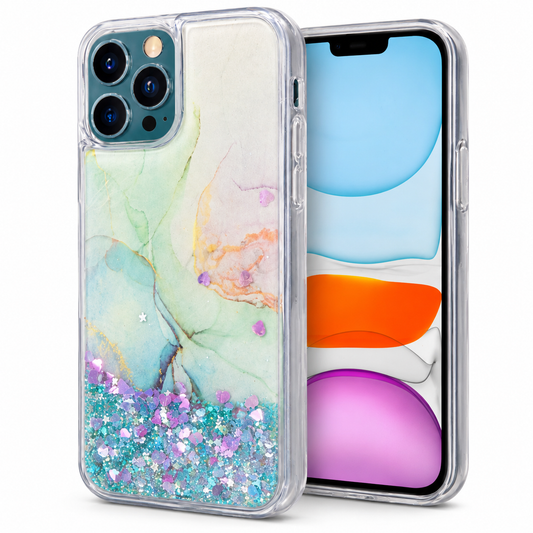 Clear Phone Case – Water Glitter Marble Slim Protective Cover