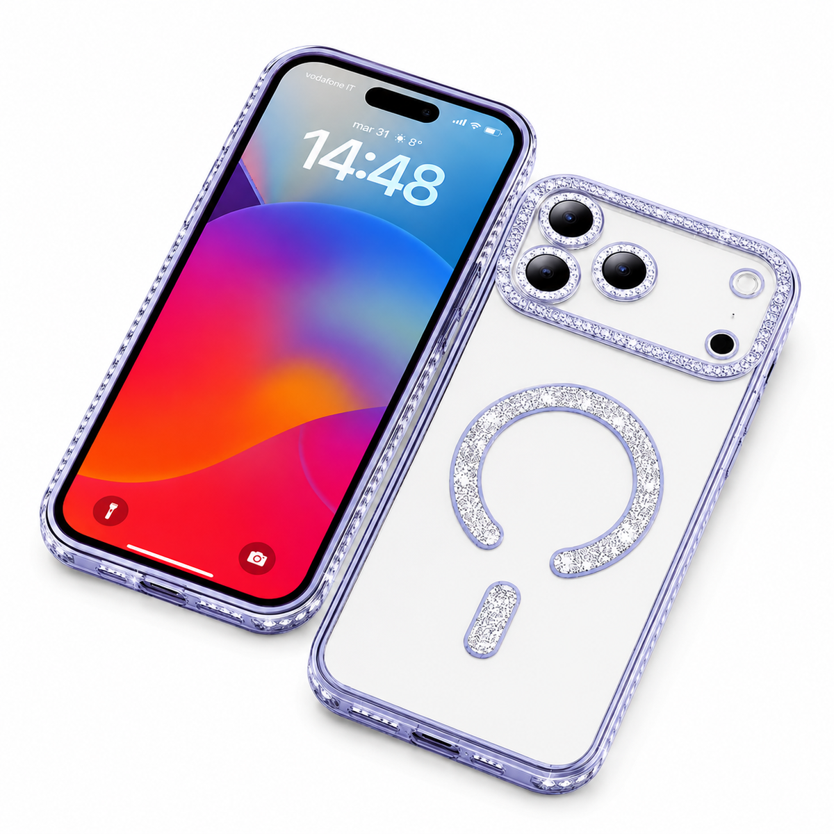 Premium MagSafe Compatible iPhone 18 Pro Max Blue Glitter Smartphone Case