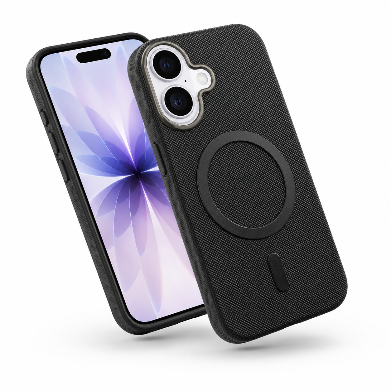 iPhone 17 MagSafe Fabric Case in black with protective phone case and woven fabric texture