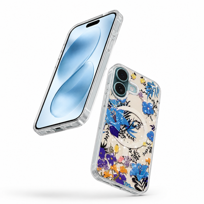Floral MagSafe Protective Case, Apple iPhone 17 Mobile Cover, Drop Protection Phone Case, Premium Transparent Case