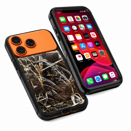 Apple iPhone 17 Pro Max Black Camouflage Phone Case with Built-in Card Holder and Military Grade Protection