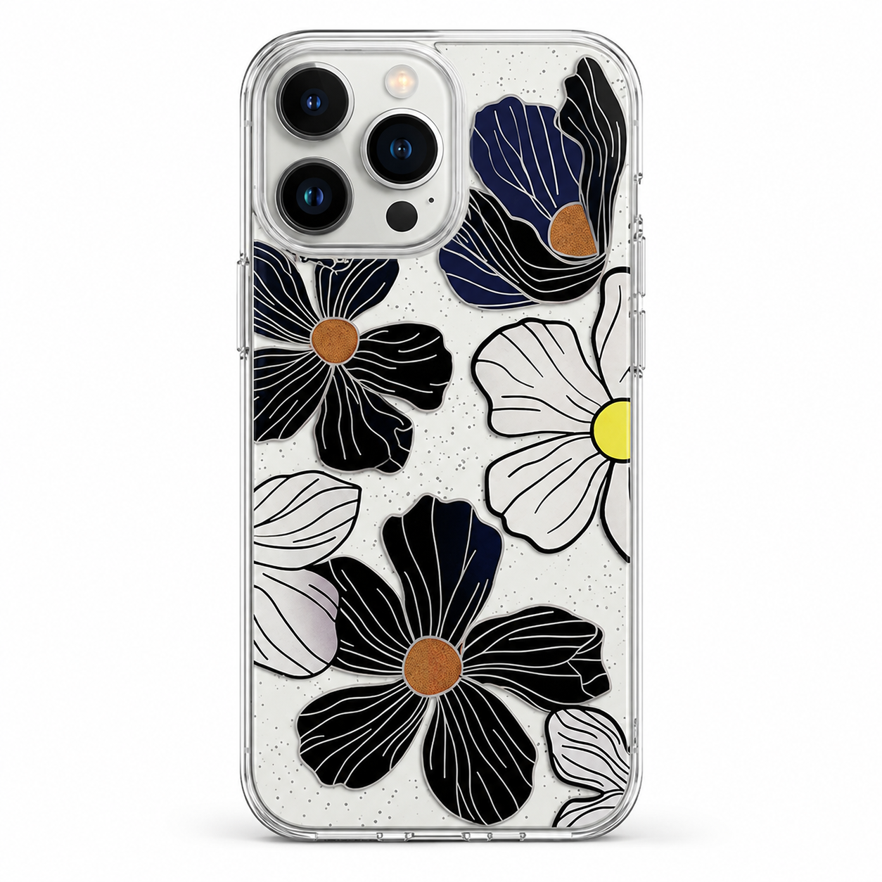 Black flower MagSafe case for Apple iPhone 12 / 12 Pro