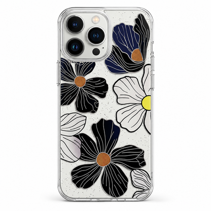 Black flower MagSafe case for Apple iPhone 12 / 12 Pro