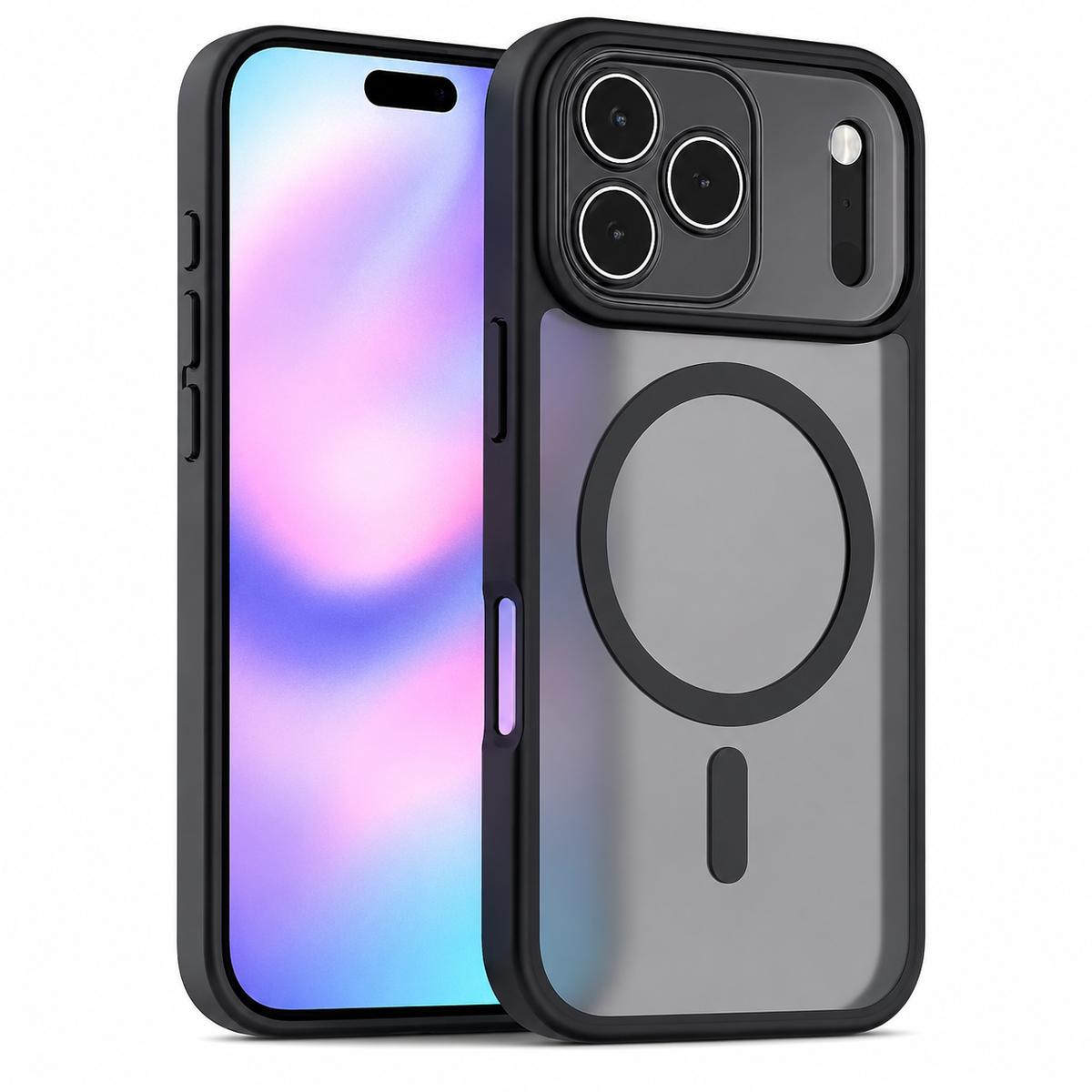 Black iPhone 18 Pro Max Case, Matt Rubberized MagSafe Case, Protective Phone Cover.