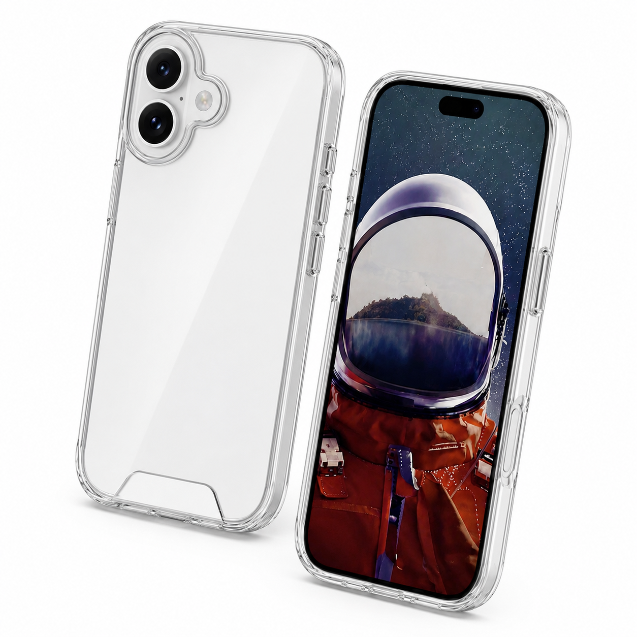 Transparent Space phone cover with camera protection for iPhone 17