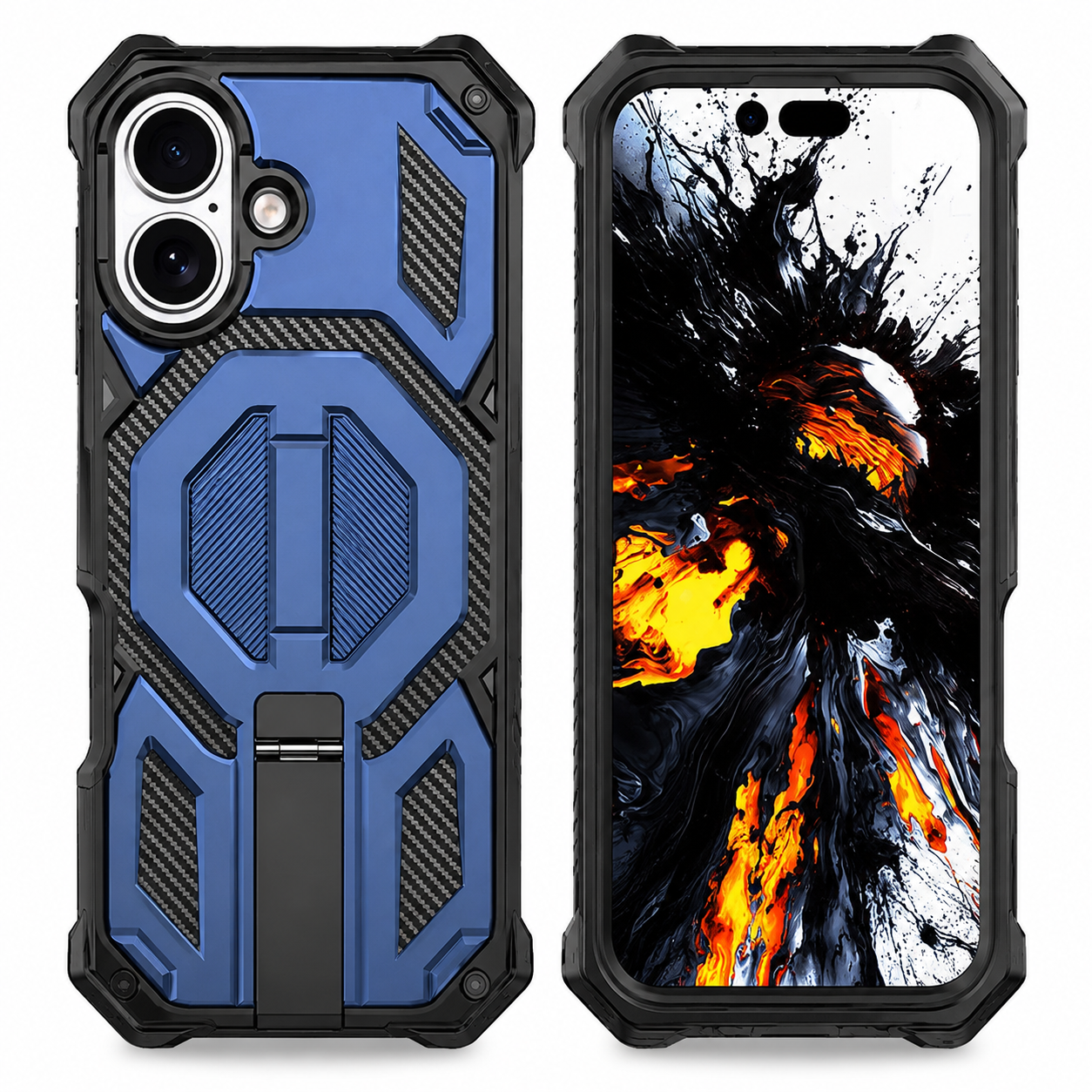 MagSafe Outrider Case for Apple iPhone 16 – Blue with rugged armor design and kickstand