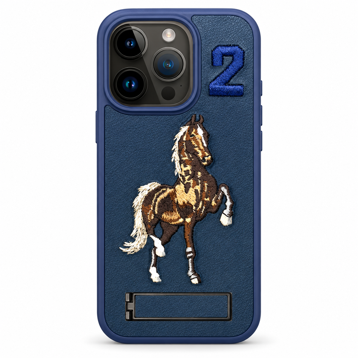 Blue horse design stand case for Apple iPhone 12 / 12 Pro