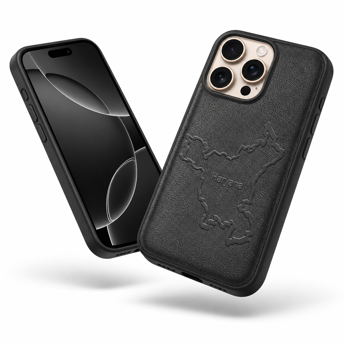 Black Haryana map phone case for Apple iPhone 12 / 12 Pro 6.1-inch.