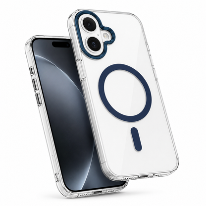 Dark Blue MagSafe Spectra Case for Apple iPhone 17 with crystal clear protective phone case and MagSafe magnetic ring
