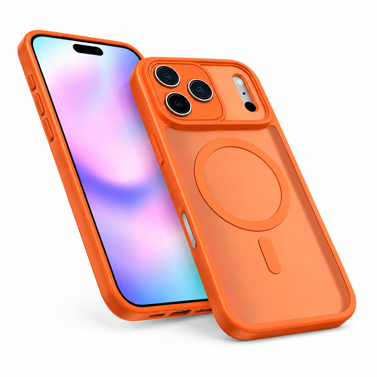 Orange iPhone 18 Pro Max Case, Matt Rubberized MagSafe Case, Protective Phone Cover