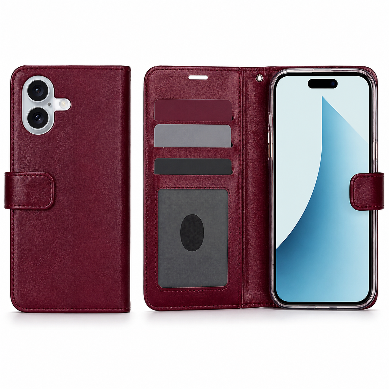 Wine Photo ID wallet case for Apple iPhone 17 with card holder