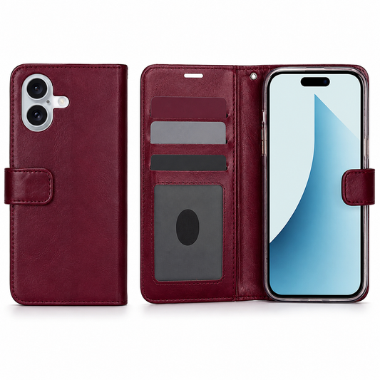Wine Photo ID wallet case for Apple iPhone 17 with card holder
