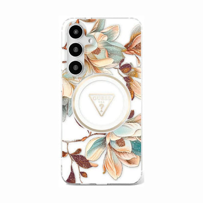 Guess HC Magsafe IML Metal Glitter Flowers Triangle