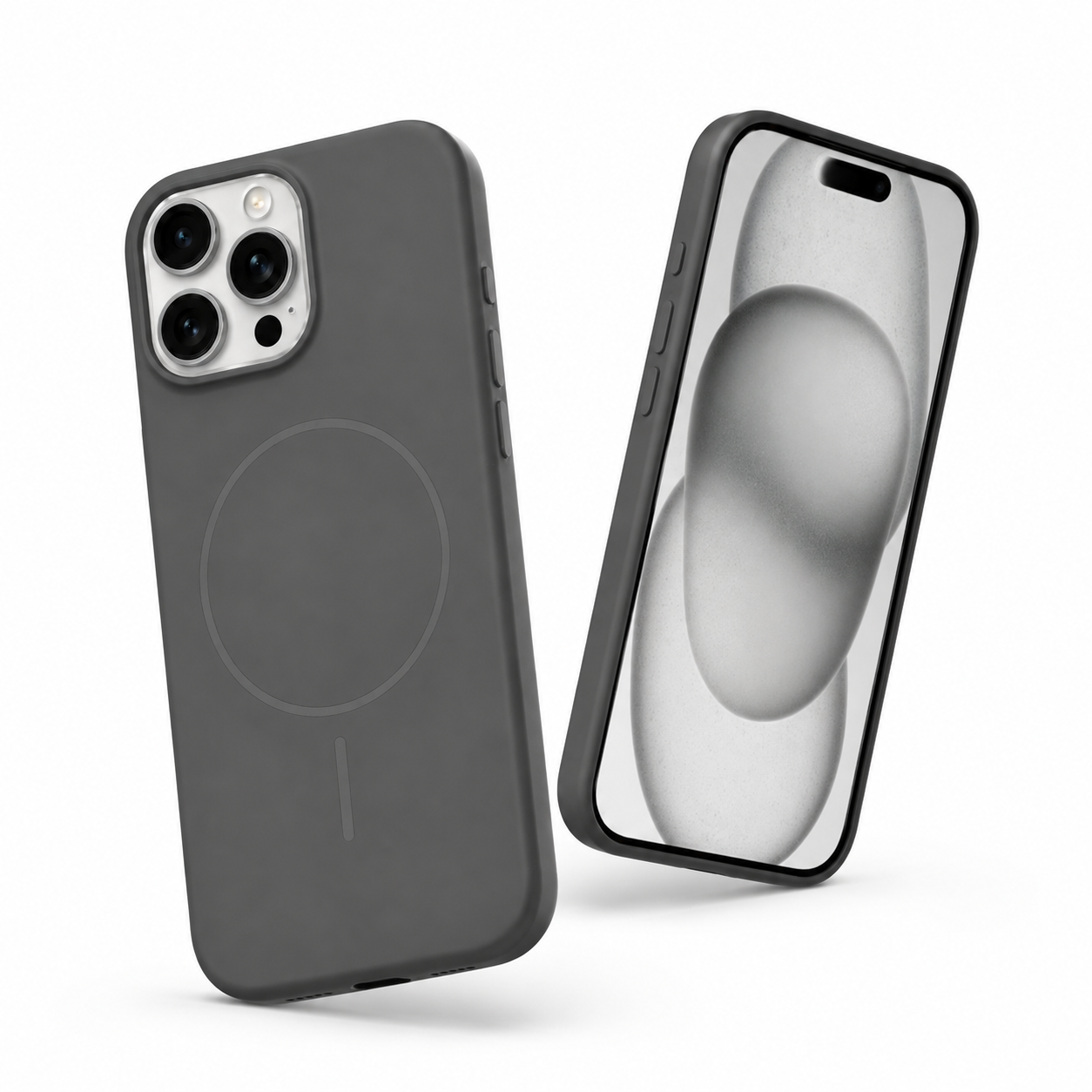 Grey silicone iPhone 12 MagSafe protective phone cover