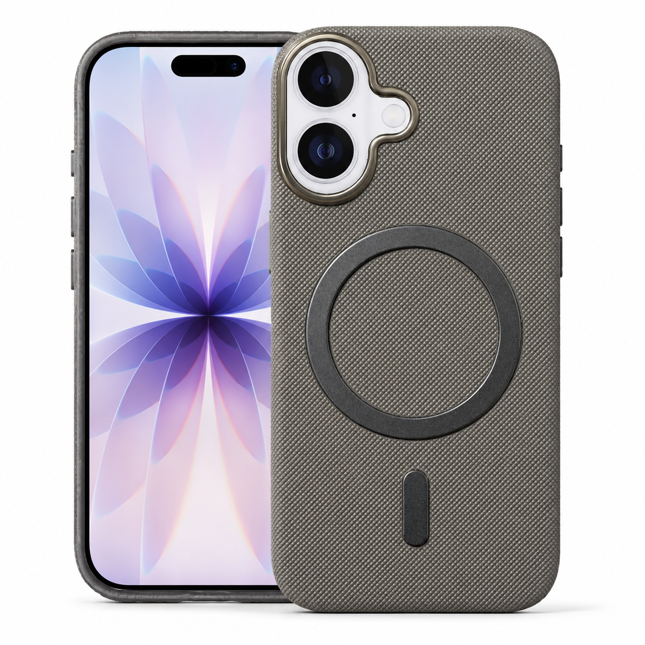 Shockproof Phone Case grey fabric iPhone 17 cover with slim lightweight protection