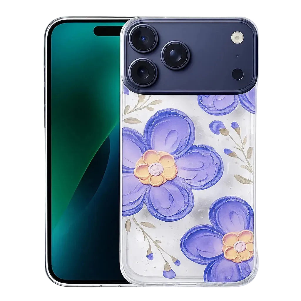 MagSafe Floret Floral Transparent Protective Case - Purple for Apple iPhone 17 Pro Max front and back view