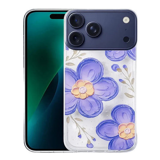 MagSafe Floret Floral Transparent Protective Case - Purple for Apple iPhone 17 Pro Max front and back view