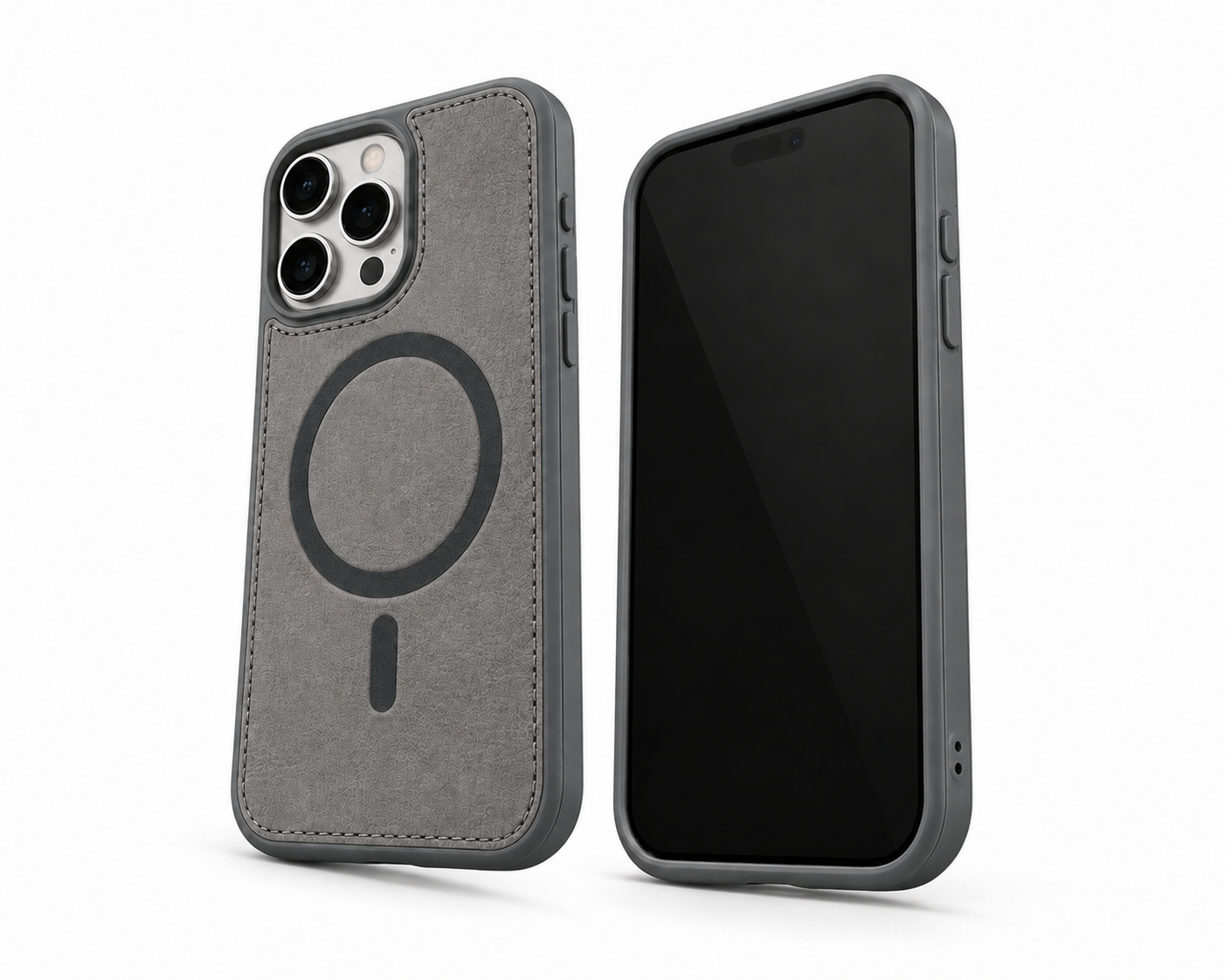Designer grey mobile cover with raised camera protection for iPhone 12