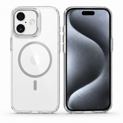White Matt Crystalline MagSafe Case with Stand for Apple iPhone 17 Clear Shockproof Phone Cover