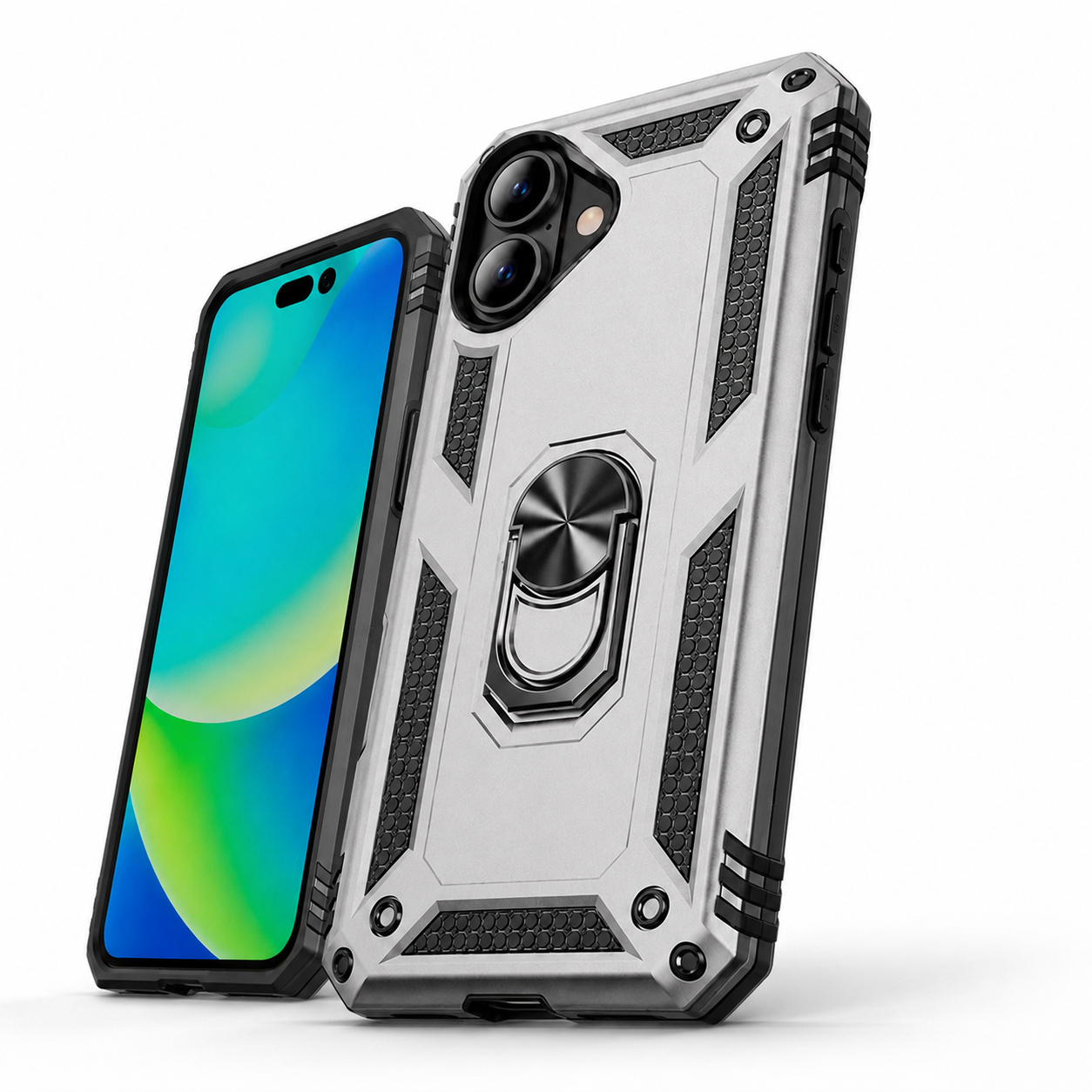 Impact-resistant hybrid phone cover for Apple iPhone 17 in grey