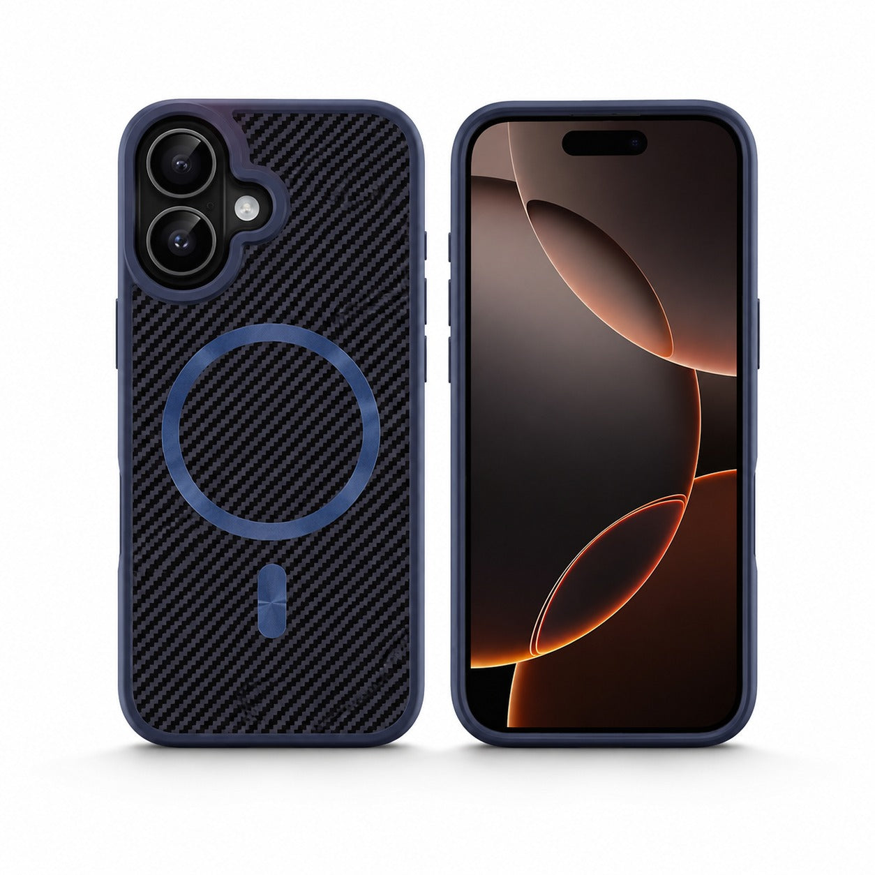 Premium Carbon Elite Case, Protective Smartphone Case, Drop Protection Phone Cover, Luxury Blue iPhone 17 Case