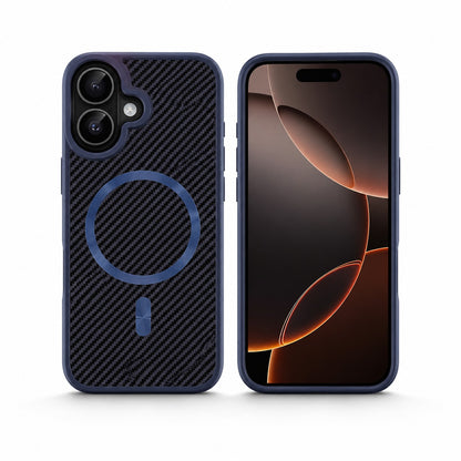 Premium Carbon Elite Case, Protective Smartphone Case, Drop Protection Phone Cover, Luxury Blue iPhone 17 Case