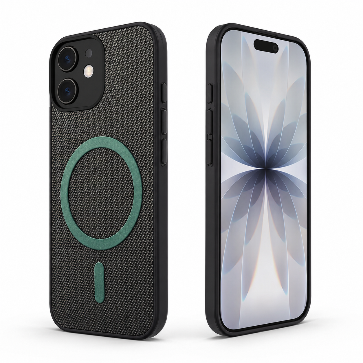Green textured iPhone 12 MagSafe protective phone cover