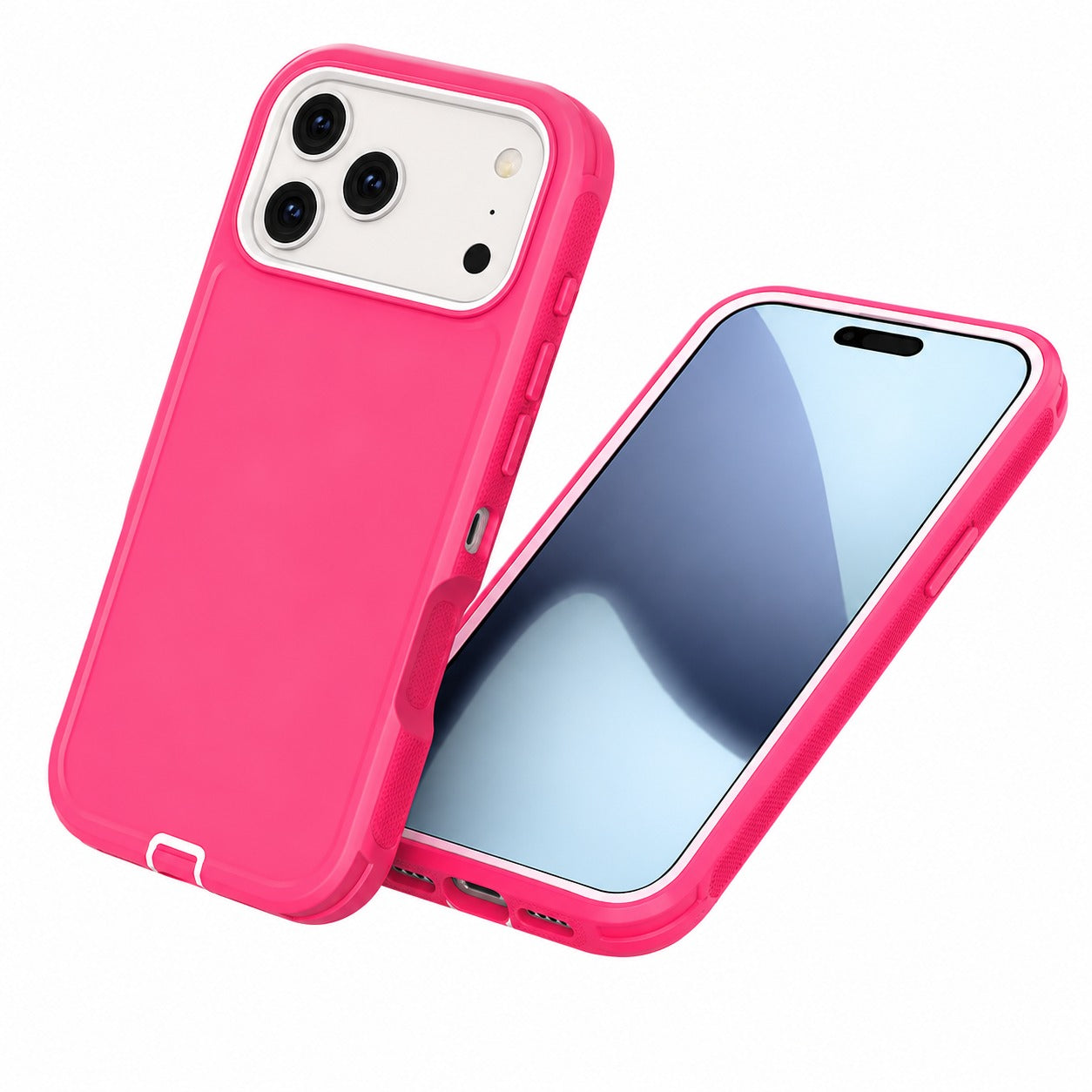 Luxury Hot Pink iPhone 17 Pro Max Case, Durable Phone Cover, Wireless Charging Compatible Case