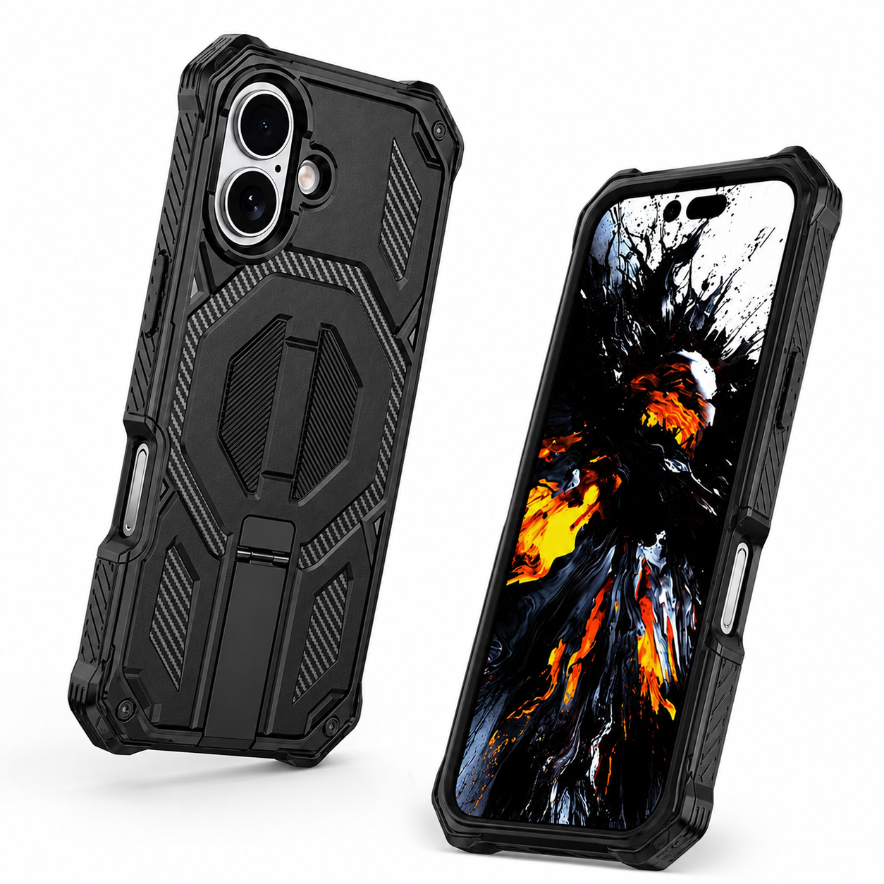 Apple iPhone 16 Black Protective Case, MagSafe Phone Cover, Rugged Phone Case, Drop Protection Case, Premium Mobile Cover