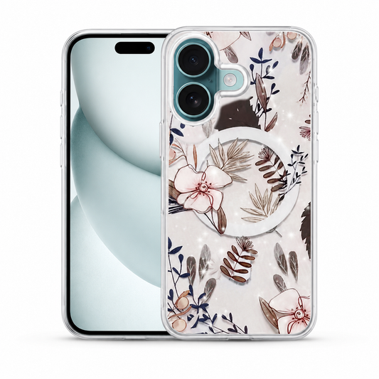 Flower Petals MagSafe Case, Apple iPhone 17 Case, Transparent Floral Phone Cover, Designer Mobile Case