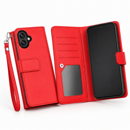 Apple iPhone 17 red wallet phone case with nine card slots