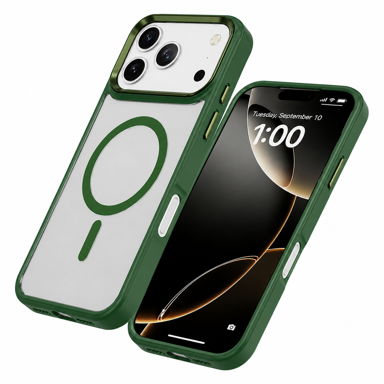 Slim MagSafe Compatible Apple iPhone 17 Pro Max Midnight Green Impact Resistant Phone Cover