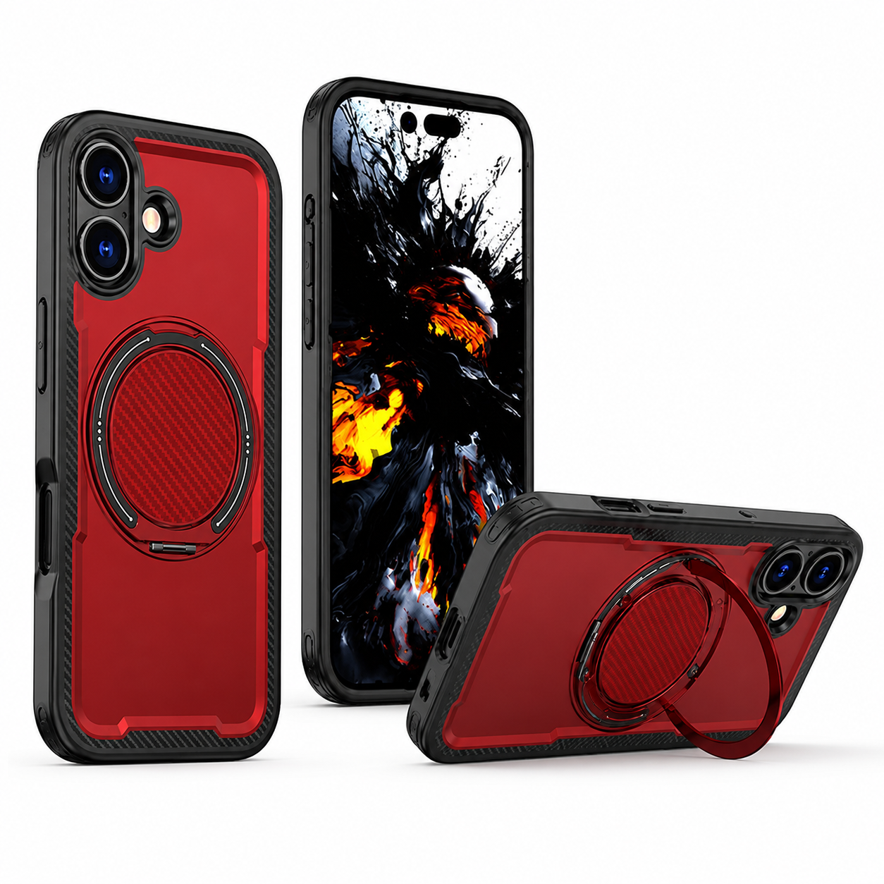 Red MagSafe iPhone 17 Case Protective Mobile Cover with Magnetic Kickstand