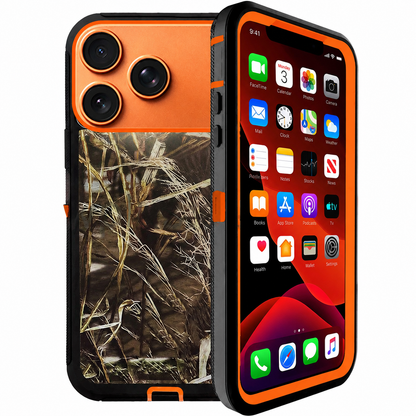Orange Camouflage Defender Case for Apple iPhone 17 Pro Max with Rugged Phone Cover