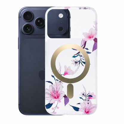 Apple iPhone 17 Pro Max White Frosted MagSafe Flower Case Front View Protective Phone Cover