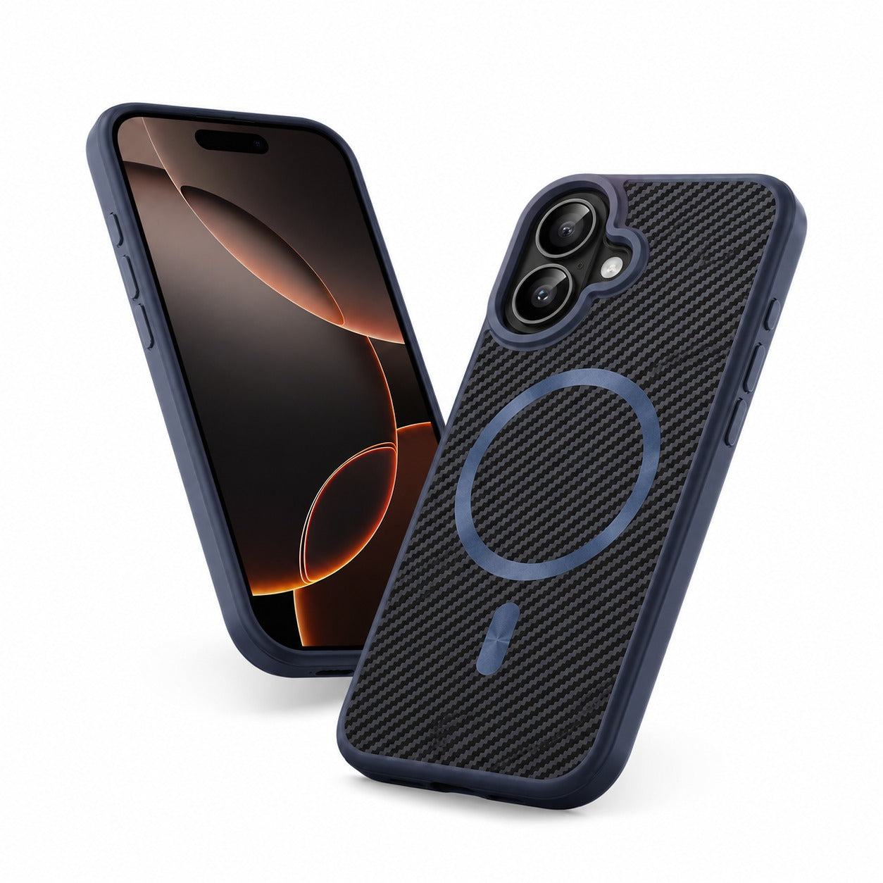 Premium Blue iPhone 17 Cover, MagSafe Compatible Phone Case, Carbon Texture Mobile Cover, Slim Protective Case
