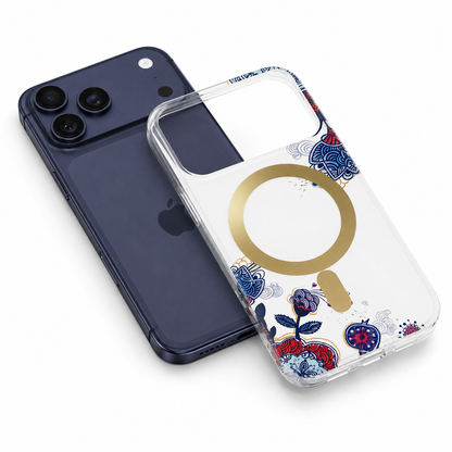 Premium MagSafe Flower Phone Case for Apple iPhone 17 Pro Max Blue Designer Protective Cover