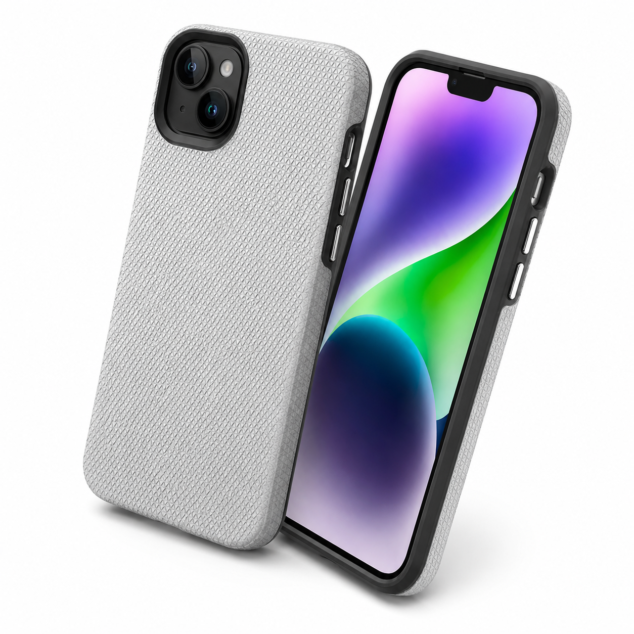Grey Protective Mobile Cover for Apple iPhone 15 with Geometric Texture