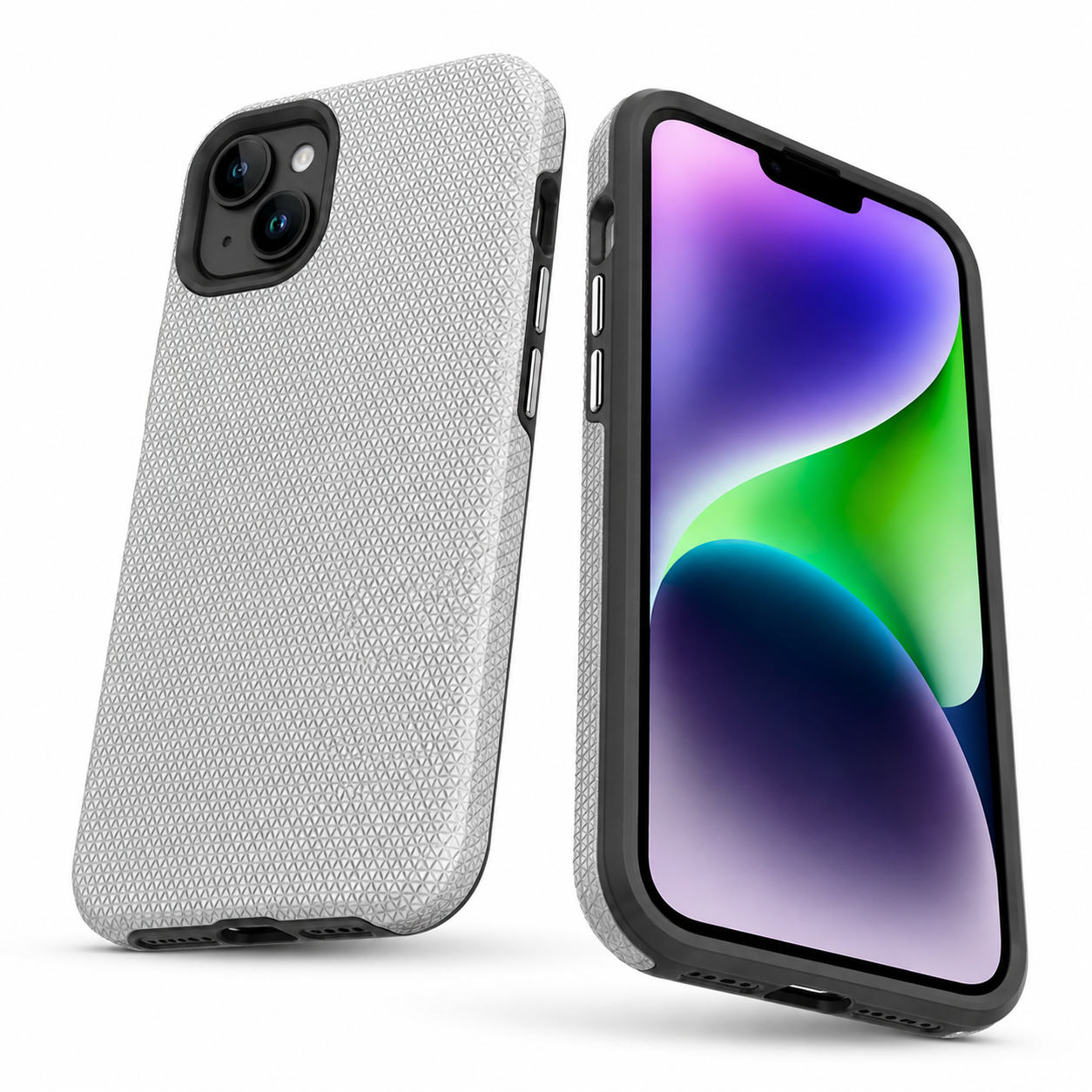 Triangle Pattern Grey iPhone 15 Case Slim Anti-Slip Protective Cover