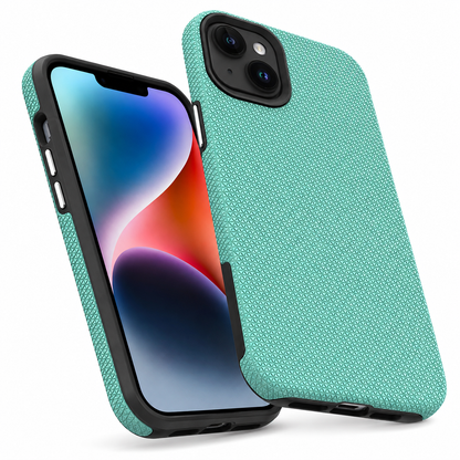 Teal Protective Mobile Cover for Apple iPhone 15 with Geometric Texture