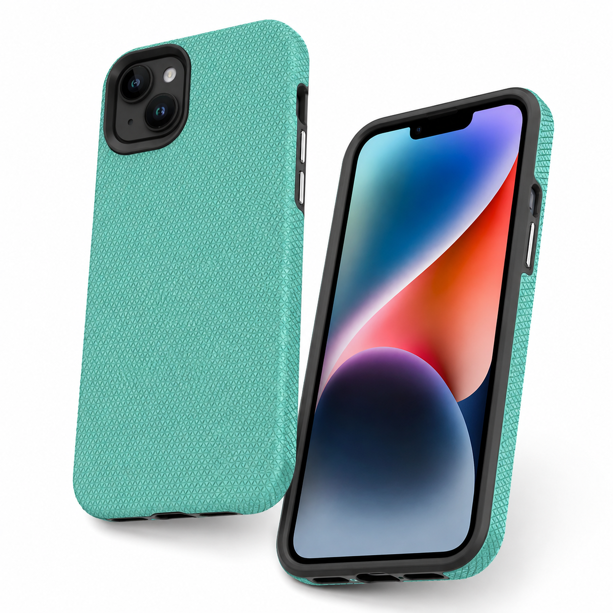 Apple iPhone 15 Teal Geometric Case with Raised Camera Protection