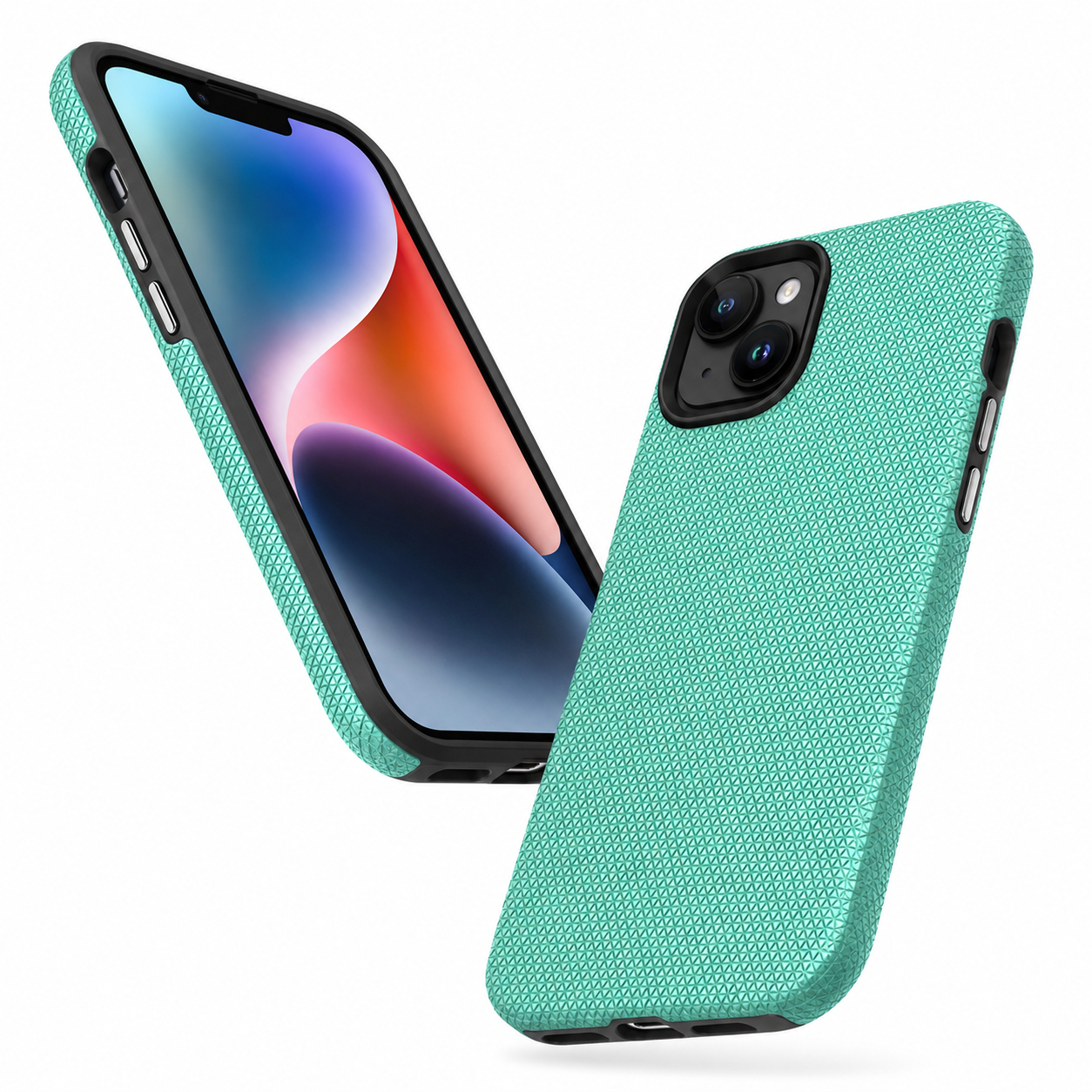 Teal Triangle Geometric iPhone 15 Case Shockproof Phone Cover