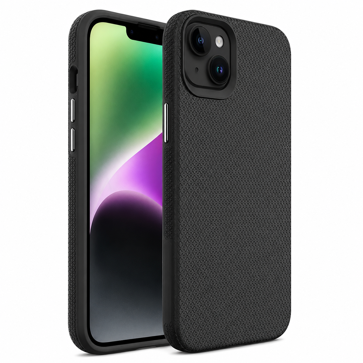 Triangle Geometric Case for Apple iPhone 15 - Black Protective Phone Case