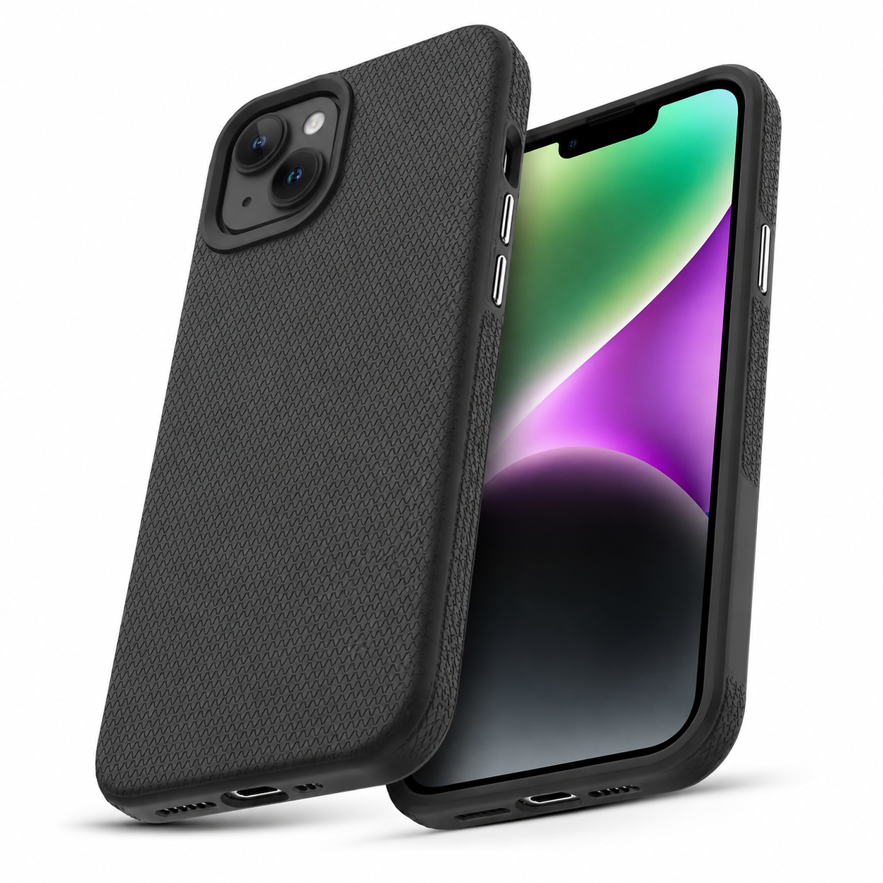 Triangle Pattern Black iPhone 15 Case Slim Anti-Slip Protective Cover